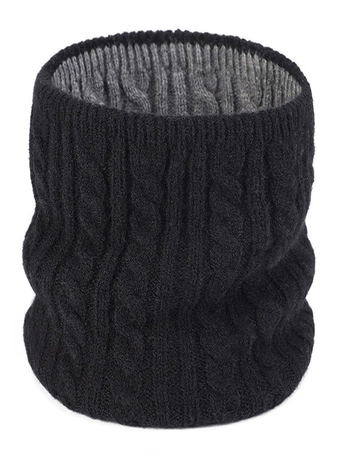 Cisnocr Reversible Winter Neck Gaiter Men Women,Knitted Neck Warmer Face Mask Ski Scarf (Black+Dark Gray) - Image 1